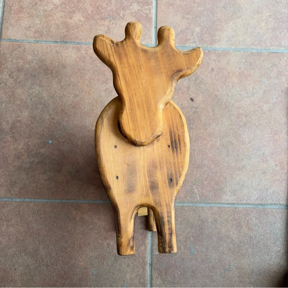 Wooden cow live stock holder hand crafted home decor storage